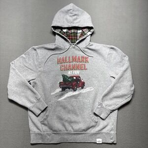 Hallmark Channel #1 Fan Womens Large Gray Hoodie Sweatshirt Christmas Comfy Cozy